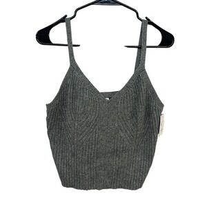 Ribbed Knit Lounge Tank XL Gray Soft Girl Minimalist Sleepwear Top NWT